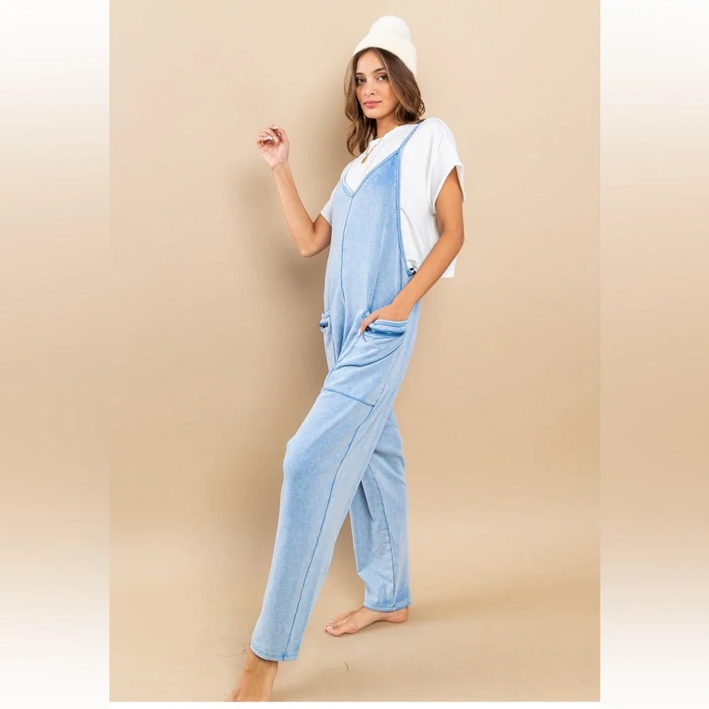 07 Mineral Washed French Terry Harem Jumpsuit - Picture 6 of 7